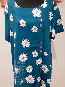 Misslook Women front floral top blouse blue Size S